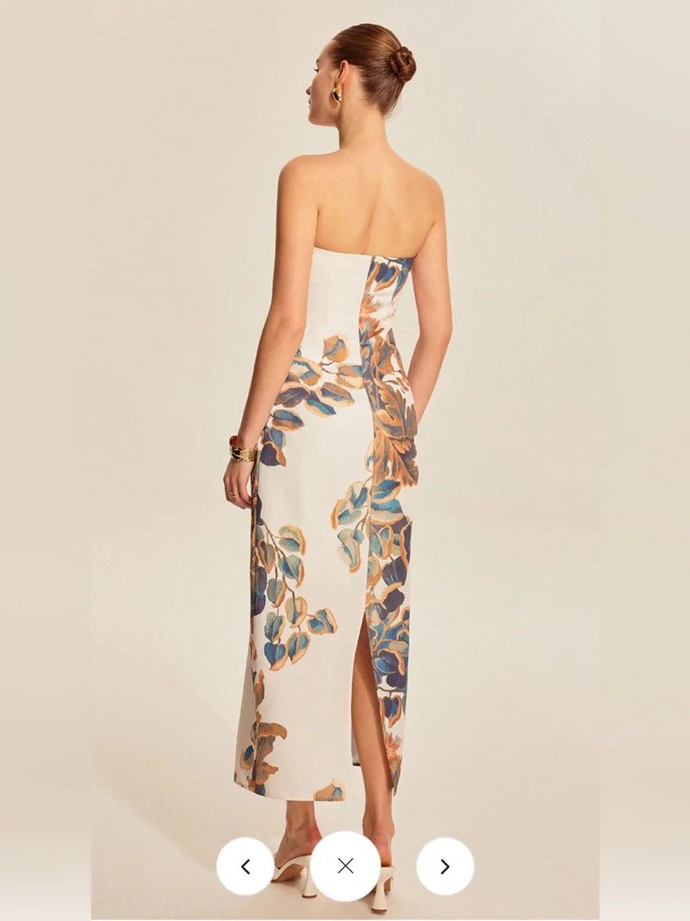 COMMENSE White Floral Print Strapless Dress Size L - Picture 3 of 13